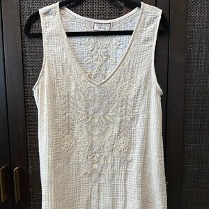 Johnny Was Embroidered Gauze Top Large